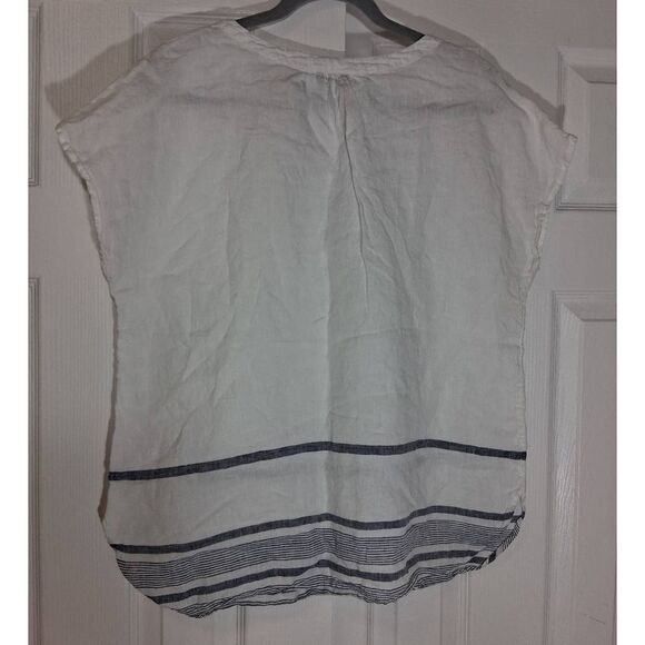 Talbots womens large white 100% linen blouse gauzy beach casual top or work - Picture 5 of 10